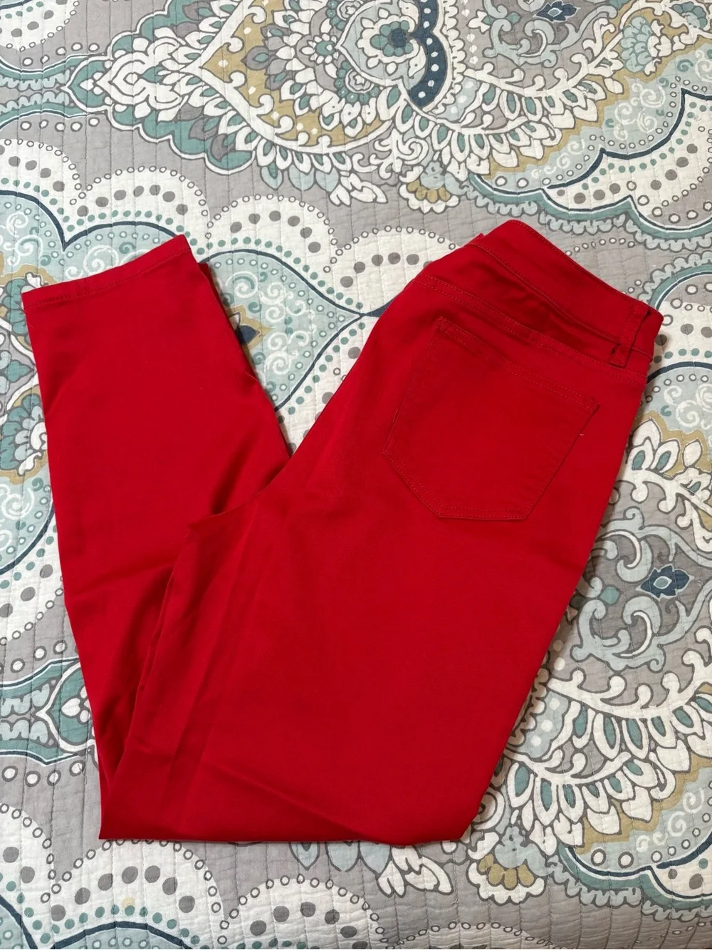 Ladies Red Pants - Slim Straight Fit